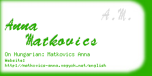 anna matkovics business card